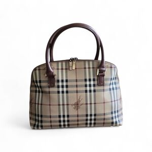 Burberry Beige and Brown Checkered Satchel